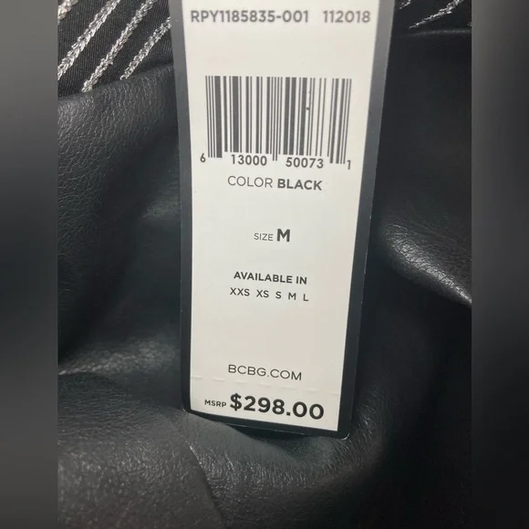 BCBGMaxAzria Black Faux Leather Top with Embellished Belt - Picture 4 of 8